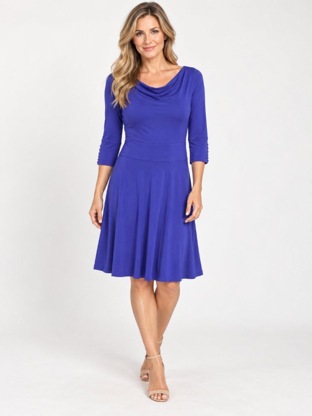 Halston Heritage Purple Cowl Neck Fit & Flare Dress Size 4